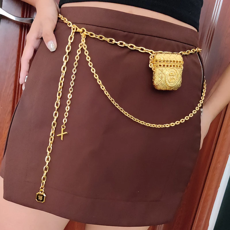 

Gold Chain Belt Ladies Waist Long Metal Belts For Women High Quality Luxury Brand Female Waistband Designer Punk Dress Riem