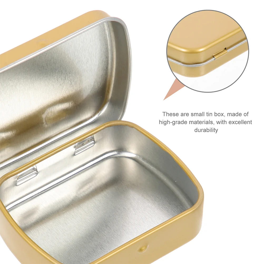 

Hinge Accessories Organizer Iron Candy Cans Small Tin Case Storage Container Lid