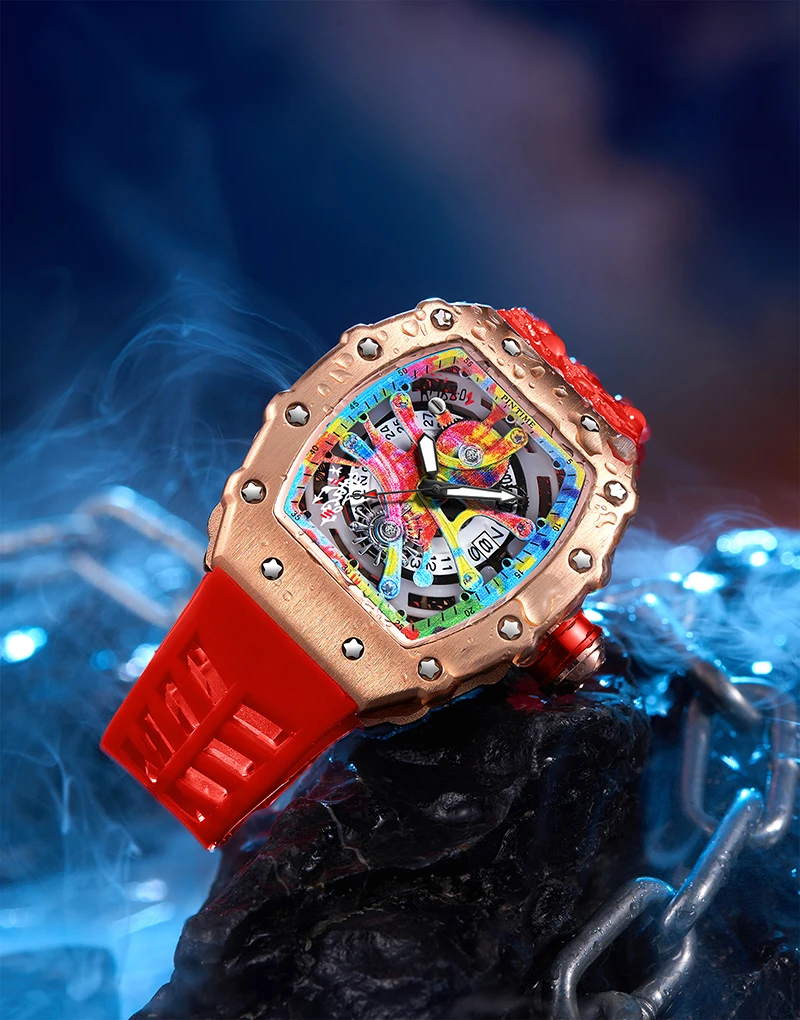 Luxury Military Watches Men Hip Hop Sports Man Watch Male Silicone Rubber Strap Tonneau Clock NEW Reloj Hombre Relogio Masculino