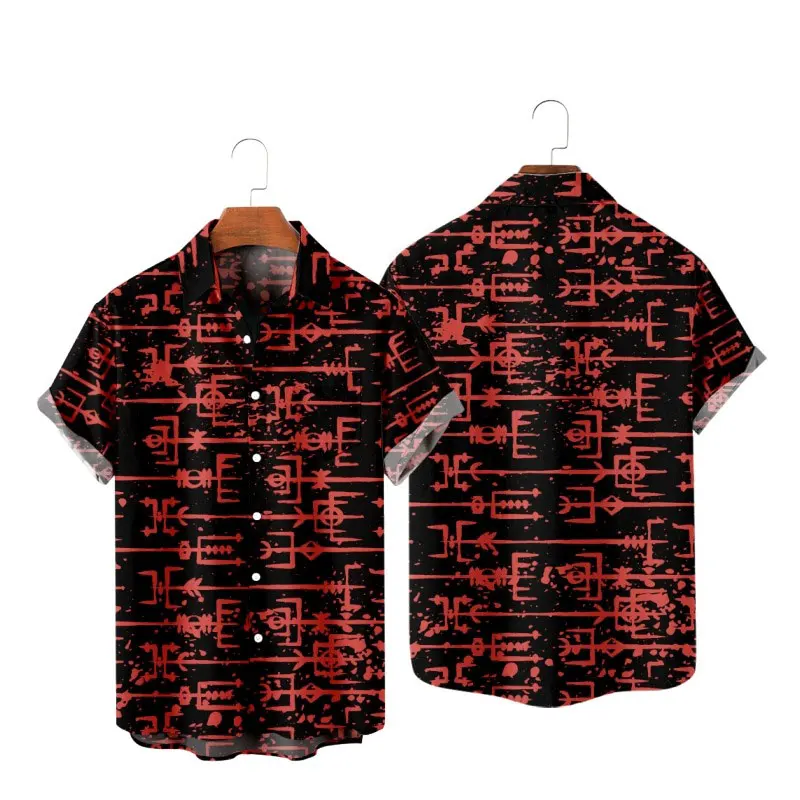 

Men's Fashion Y2K T-Shirts Hawaiian Shirt Devil Viking Texture 3D Print Cozy Casual Short Sleeve Beach Oversized Clothes 7