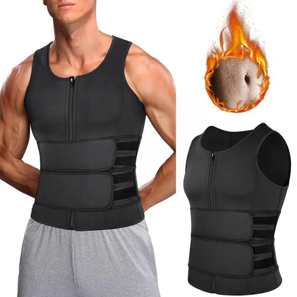 

New Men's Slimming Shaper Belly Compression Vest Waist Top Trainer Belly Fat Loss Fitness Burn Sports Weight Shapewear Cors G7P6