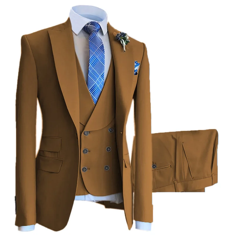 2022 Men Spring and Autumn Solid Color 20 Color 3-piece Suit Suit Casual Slim Fit Large Size M-6XL Regular Daily Suit Men M-4XL