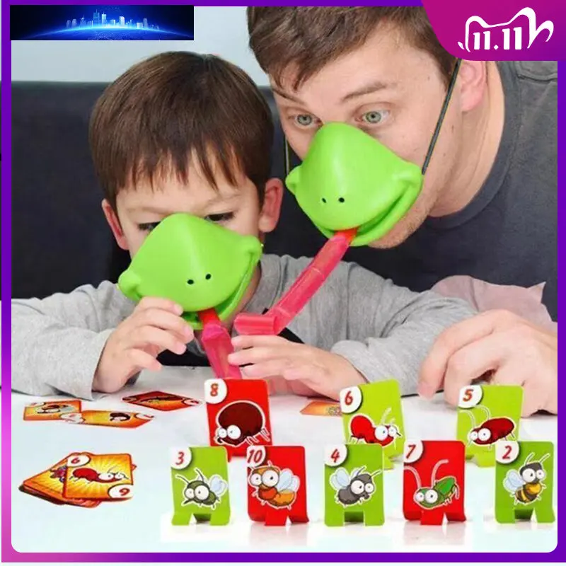 

Маска-Хамелеон ящерица, ваггирующий язык, лижущие карты, настольная игра для детей, игрушки для семейвечерние, забавные настольные игрушки