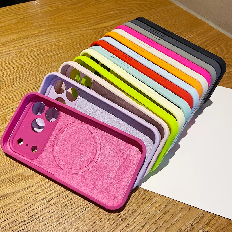 Фото Цветной силиконовый чехол с технологией Color Blocking для Magsafe, совместимый с iPhone 18, 17, 16, 15, 14, 13 Pro Max, с магнитной беспроводной зарядкой, ударопрочный. №1