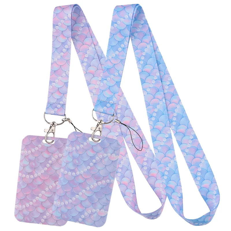 

Русалка жемчуг аниме шнурок держатель значок для ID карты ремешки для ключей шнурок на шею брелок кольцо для ключей подарки