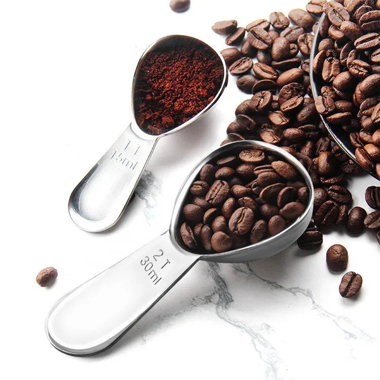 Hot Sell Coffee Spoon 304 Stainless Steel Spoon Measuring Spoons 15ML/30ML Milk Powder Ice Cream  Coffee Scoops with Scale