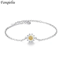 fanqieliu s925 stamp new womans bracelet silver color preserving extend chain flower charms link bangles girl jewelry fql22122