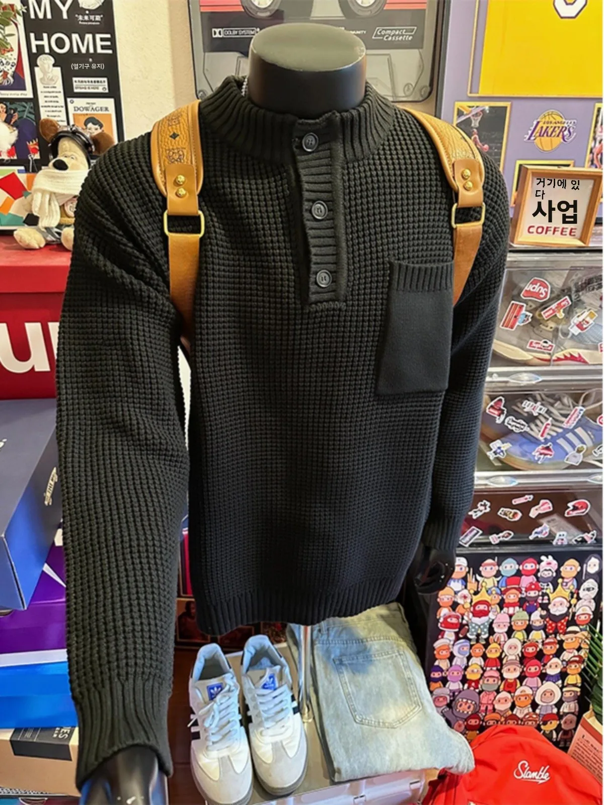 Свитер с воротником Генри Old Money Sle мужской зимний свитер v-образным вырезом и