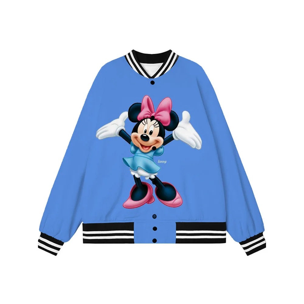 

Disney Casual Anime Cardigan Jacket Minnie Doner Jacket 3d Single Breasted Baseball Unisex Unisex Y2K