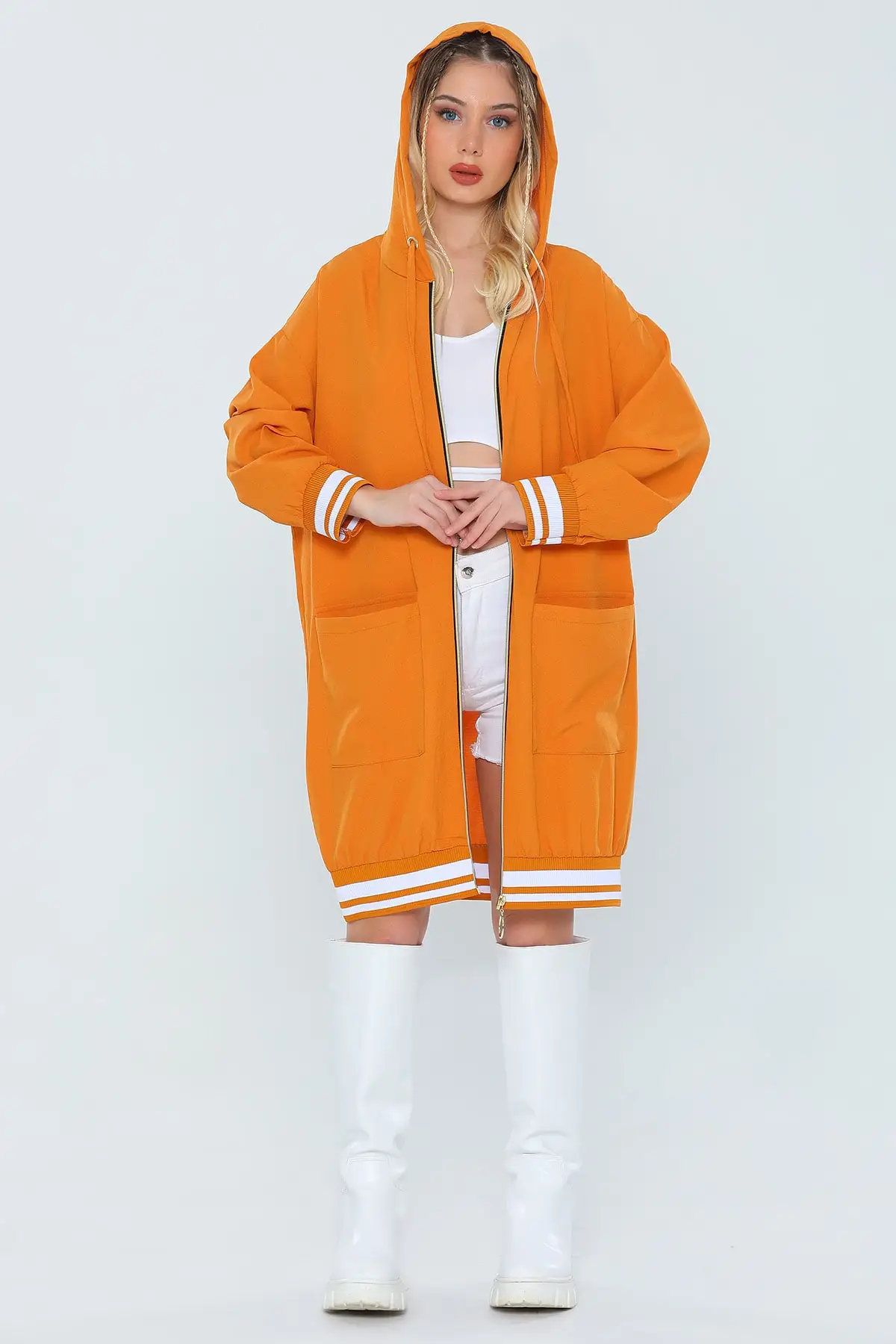 

Women's Cardigan Mustard Hooded Zippered Casual Knitted Quality Fashion Cardigan Sweaters Loose Sweater Sweater Jumper