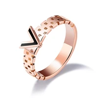 536 titanium steel plated rose gold ring v shaped skeleton ring female index finger ring tail ring girlfriend jewelry