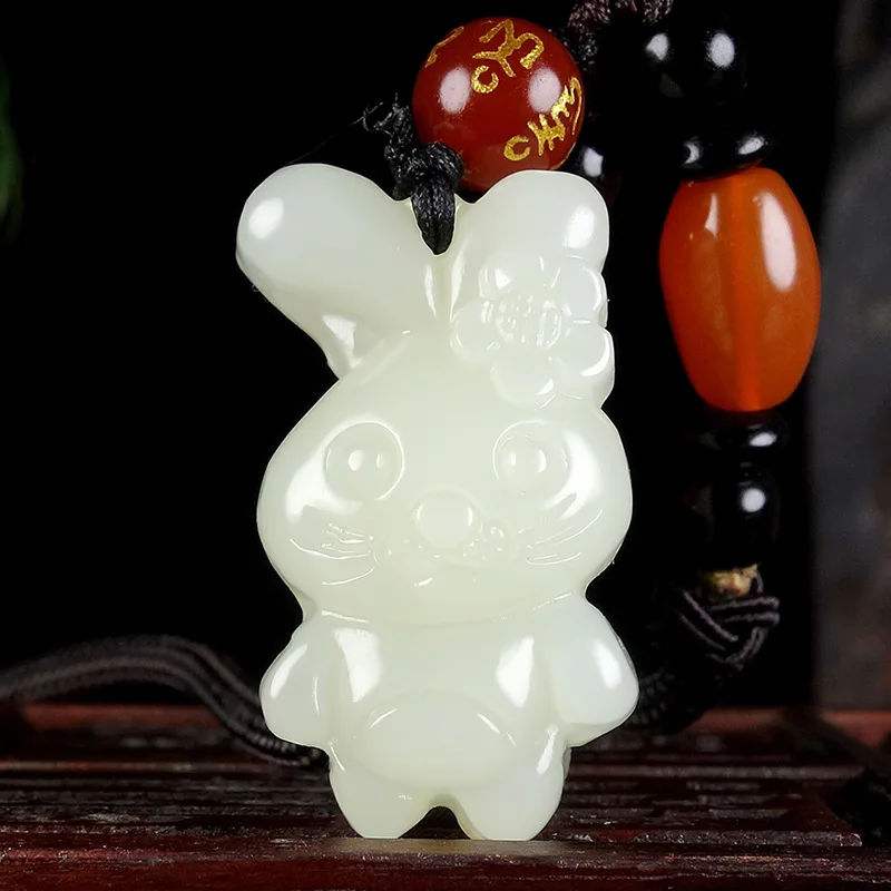 Горячая Распродажа натуральный ручной вырезать Hetian Белый Нефрит Зодиак Подвеска