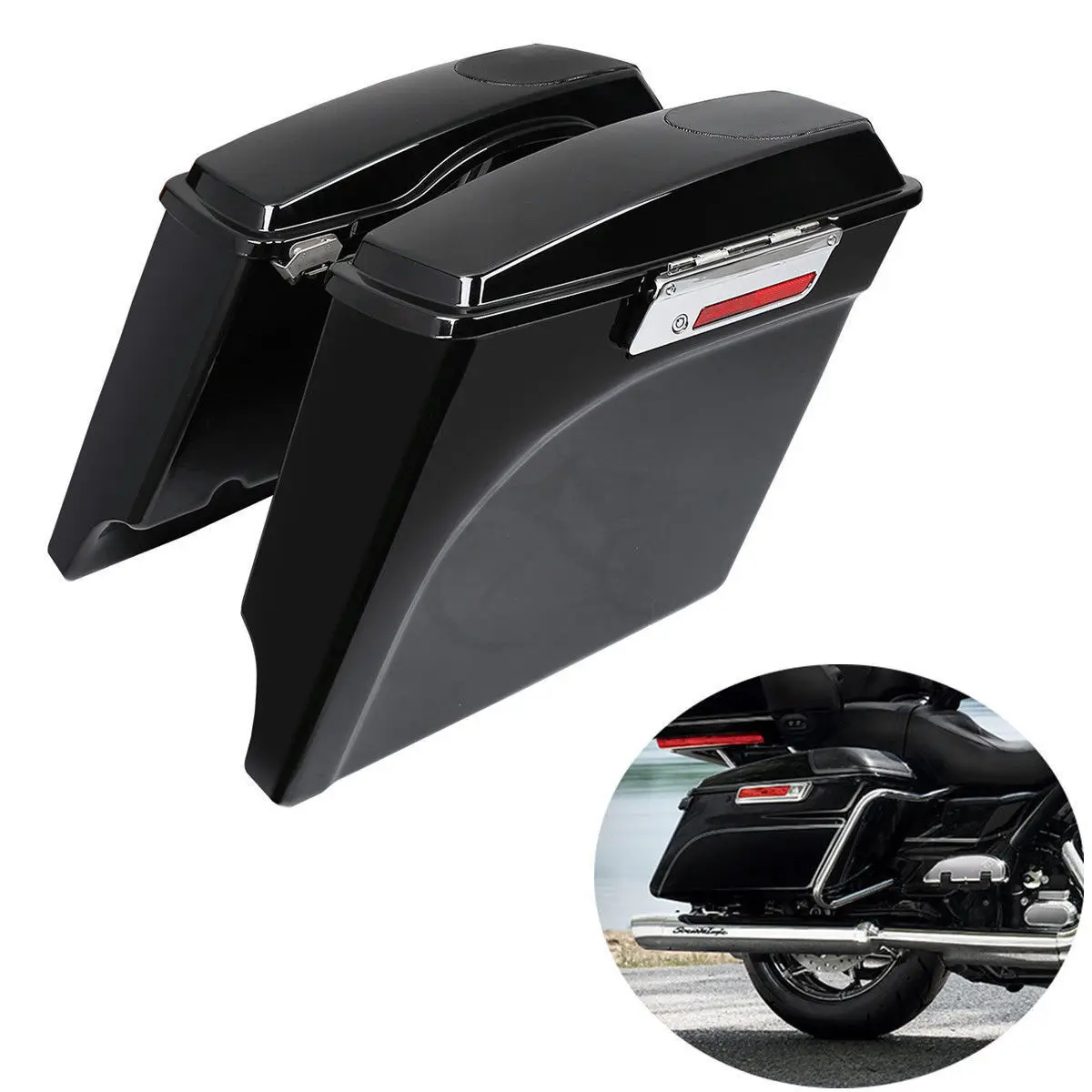 

Motorcycle 5" Stretched Saddlebag W/ Speaker Lids For Harley Touring Street Glide Road King Road Glide Electra Glide 1993-2013