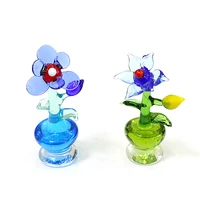murano glass flower mini figurines craft ornament lovely creative paperweight home tabletop wedding decor xmas mothers day gift