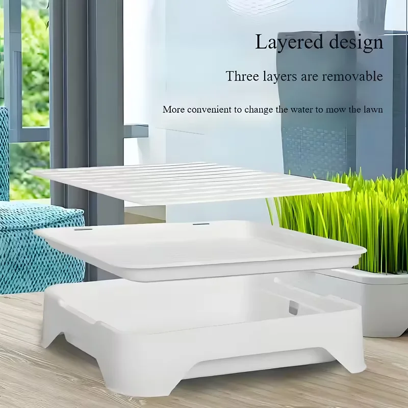 

Пластиковый белый горшок для выращивания травы