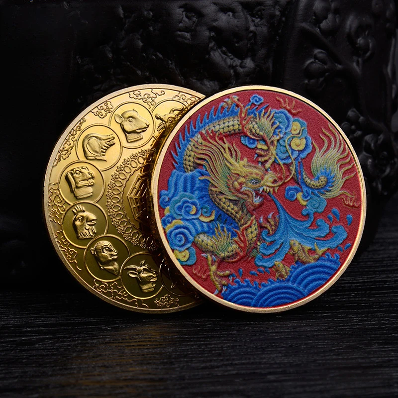 

2024 Exquisite Dragon Year Medal Gold Silver Coin Traditional Chinese Culture Symbolize Good Fortune Ornaments Home Decor