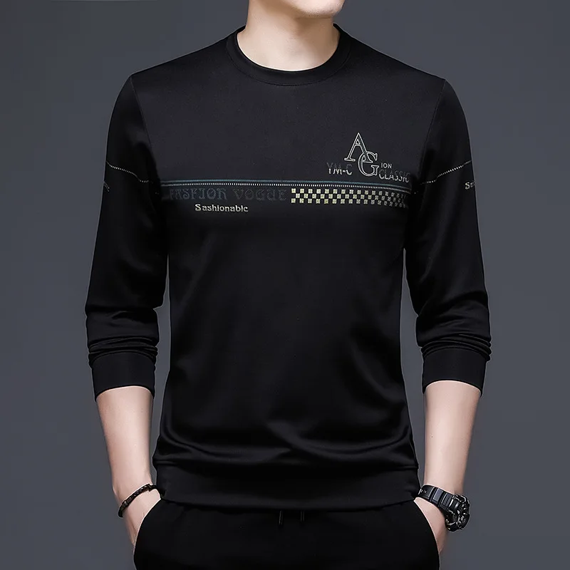 2022 Spring Korean Style Trendy Long-sleeved T-shirt Men's Fashion Crew Neck Casual Pullover Top Male Classic Brand Sweatshirt |