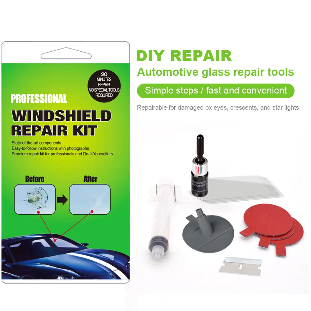 

Car Windshield Cracked Repair Tool DIY Car Window Screen Repair Kit Quick Fix Auto Glass Windscreen Crack Repair Kit