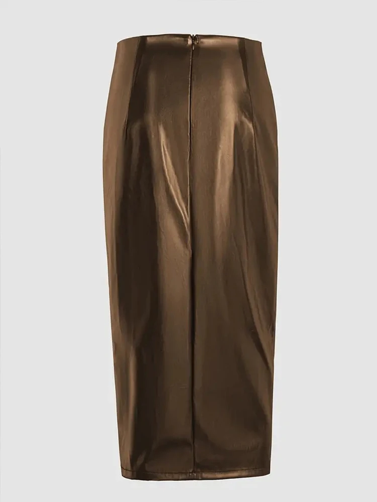 Женские однотонные юбки из искусственной кожи дизайнерские на шнурке юбка с