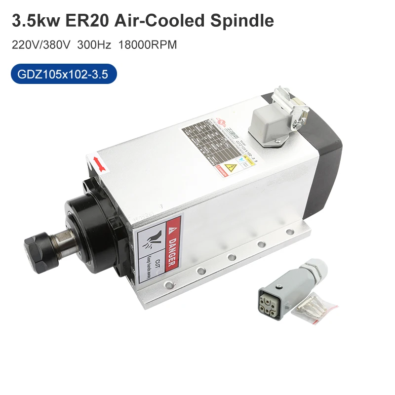 

CNC 3.5kw Square Air Cooled Spindle 220V 380V Air Cooled Milling Machine Spindle ER20 Chuck DIY CNC Router Carving Machine