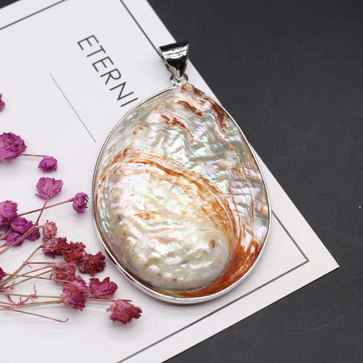 

Natural Shell Oval White Abalone Shell Pendant for Jewelry Making DIY Necklace Accessories Gift for Women 60×40mm