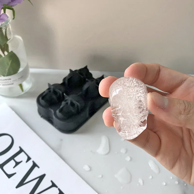 

3D Skull Shape Silicone Ice Cube Trays Mold With lid Cocktails Whisky Coffee Ice Molds Maker DIY Funny Chocolate Candy Molds