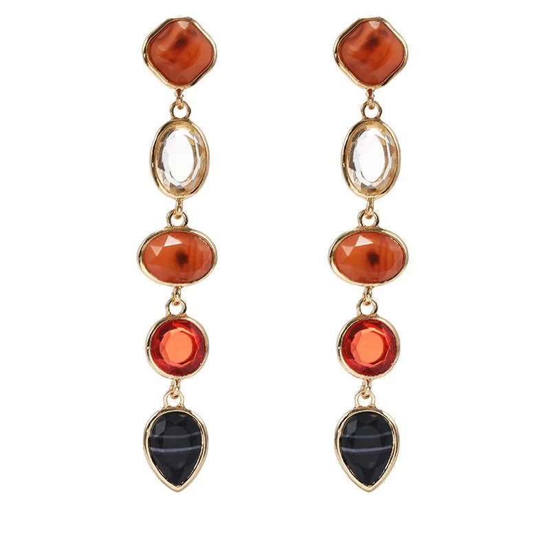 Модные геометрические акриловые серьги из сплава с бриллиантами напрямую от