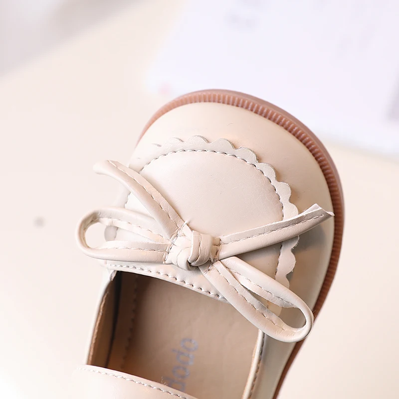 Kids Mary Janes Cute Spring Pure Color Sweet Children Leather Shoe Round Toe Girl's Shoe