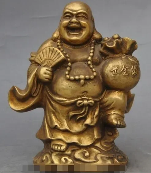 Китайский буддизм желес латунь счастливый смей богатство Майтрейя Будда сумка