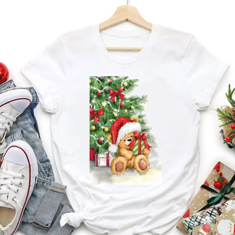 

Милый подарок, Милая женская Праздничная Рождественская футболка, новый год, трендовые Графические футболки, Веселая мультяшная футболка д...