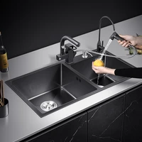 stainless steel kitchen sink drain pipe black undermount nozzle washing kitchen sink filter mixer taps cocina kitchen fixture