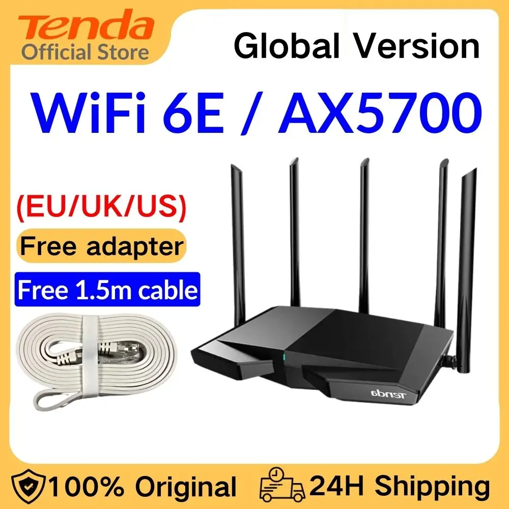 Tenda WiFi6 Router AX5700 RX27 Tri-Band Gigabit Wi-Fi 6E Mes