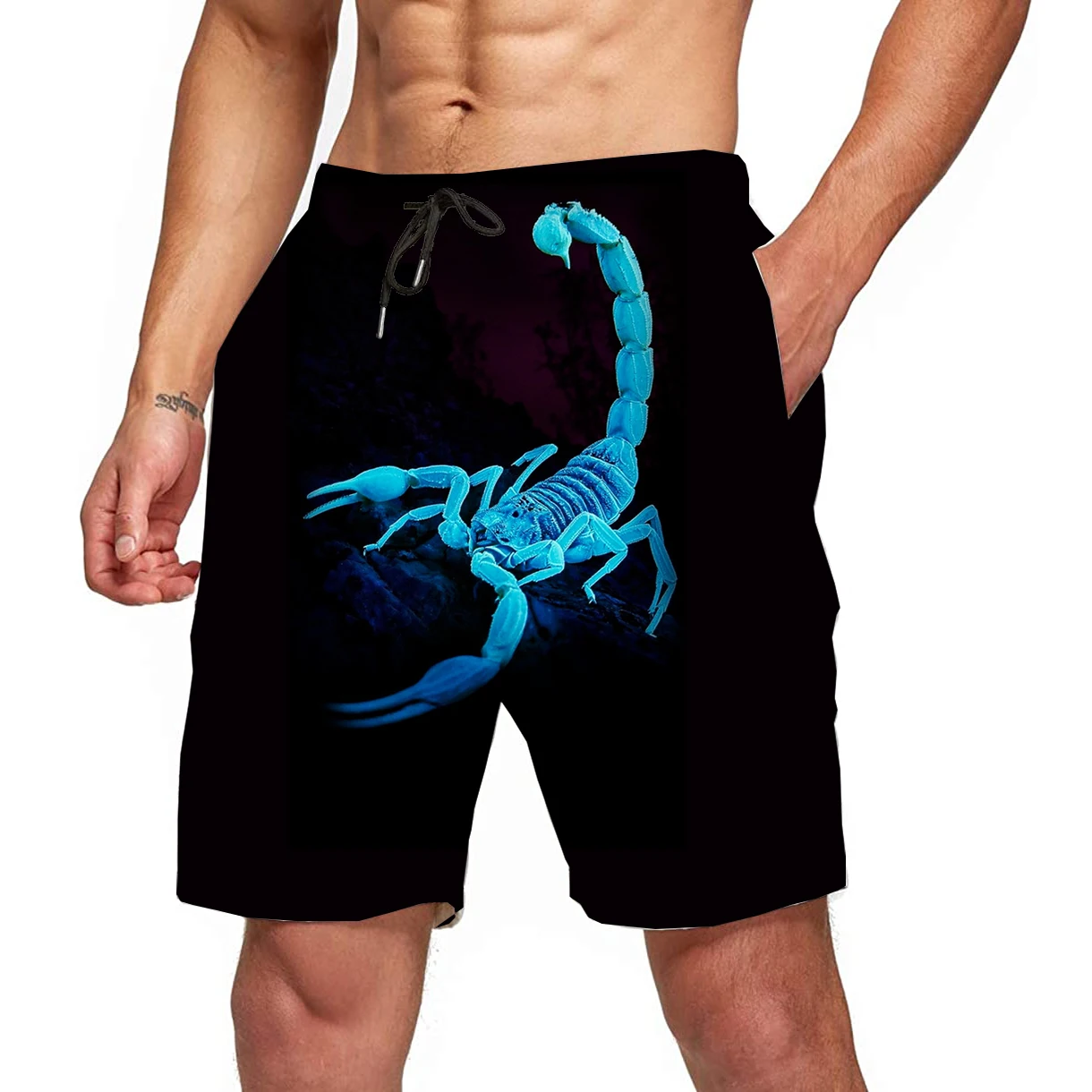 Light Ghost Scorpion Graphic Beach Shorts For Men 3D Poison Pattern Skull Boardshorts Men/Women Hip Hop Short Pants