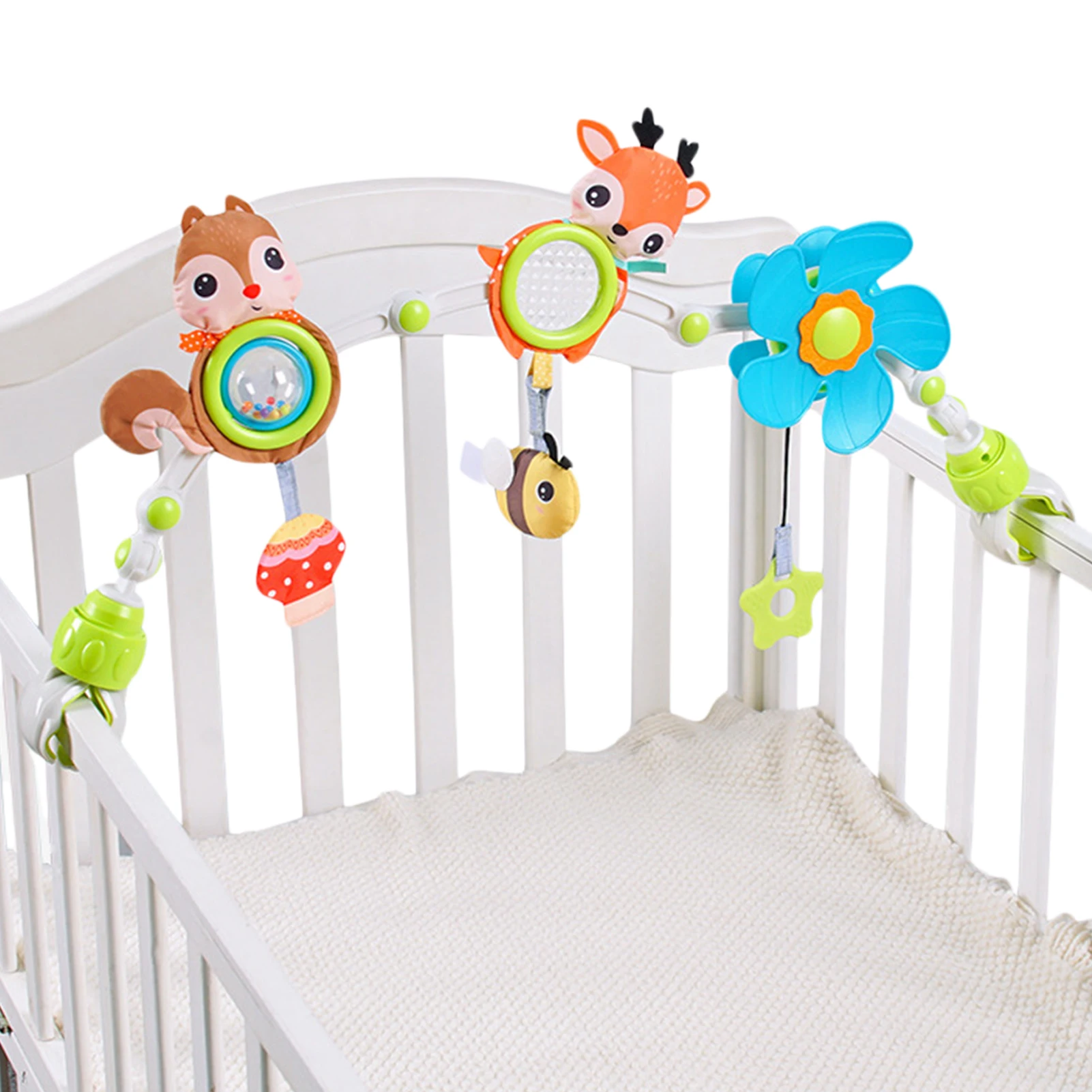 

Stroller Toys Stroller Arch Clip On Crib Carseat Toys Baby Toys 6 To 12 Months Cute Deer/Squirrel/Bee Baby Toys For Stroller