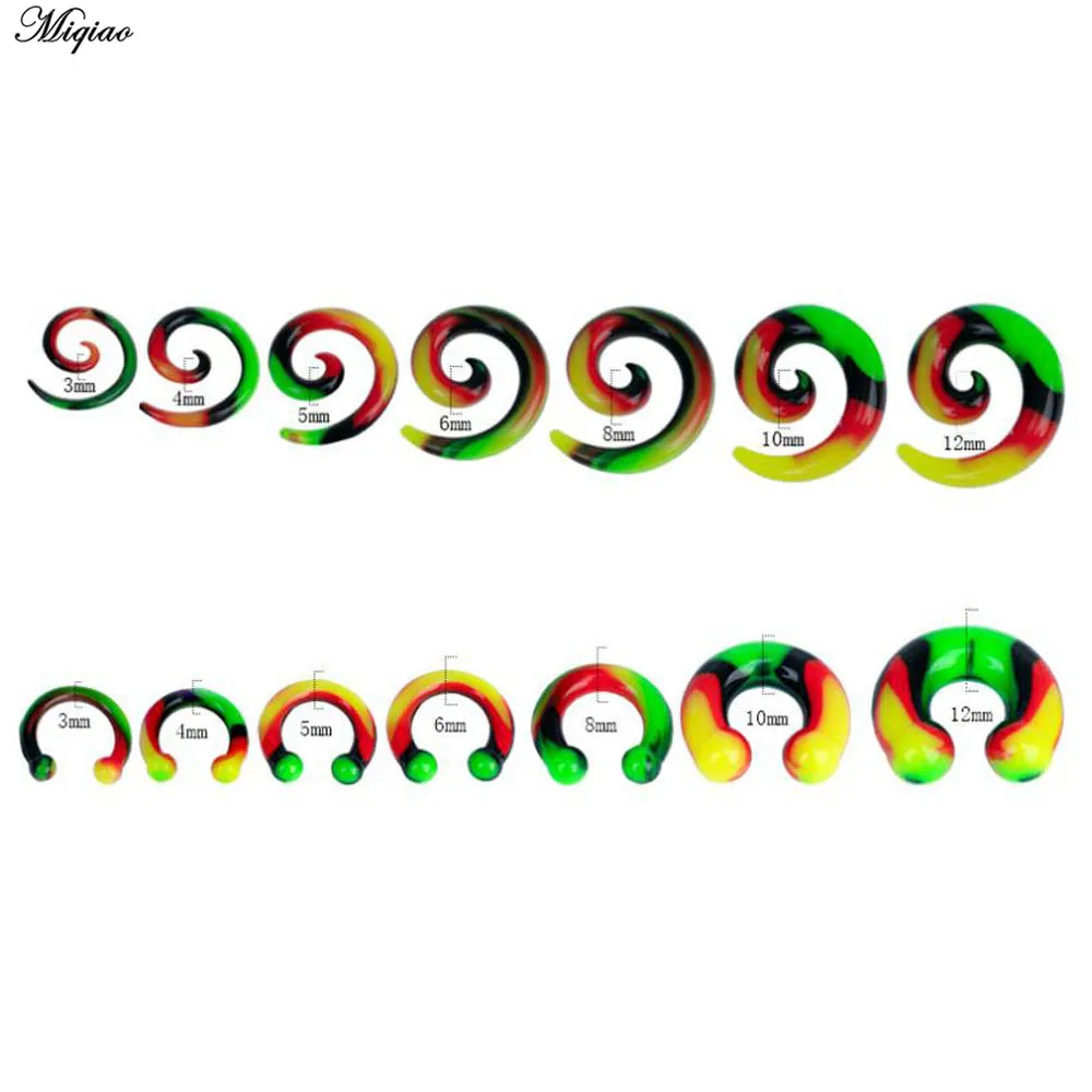 

Miqiao Silicone Spiral Taper Flesh Tunnel Ear Stretcher Expander 3-12mm Stretching Plug Snail Jewelry Piercing New 2 Pcs