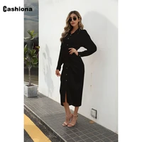 cashiona plus size women long sleeved maxi dress latest casual beach shirt dresses 2022 spring vintage long straight dress femme