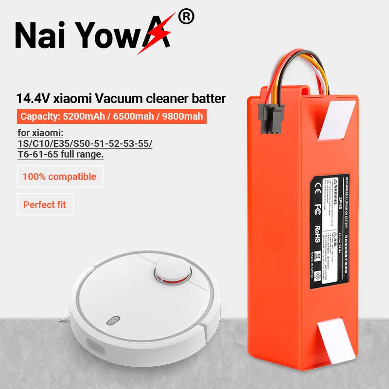 

Free Shipping New 9800mAh 14.4V 9.8Ah Lithium-ion Battery Vacuum Cleaner Robot Vacuum Cleaner Accessories Roborock S50 S51 T4 T6