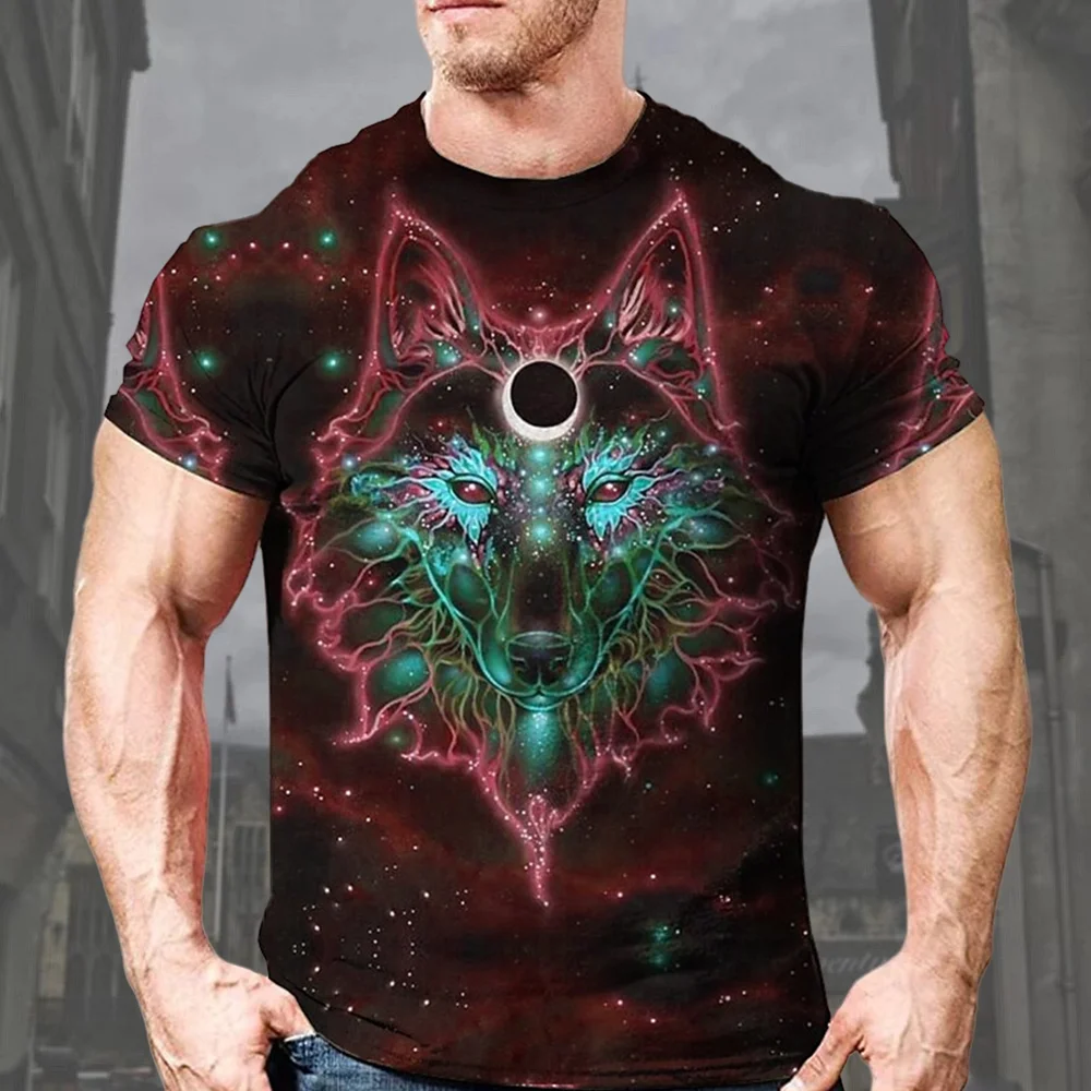 

Vintage Fashion Men's T-shirt Loose Oversized Animal T Shirt For Men O-neck Short-sleeved Shirt Tops Streetwear Hip Hop Clothes