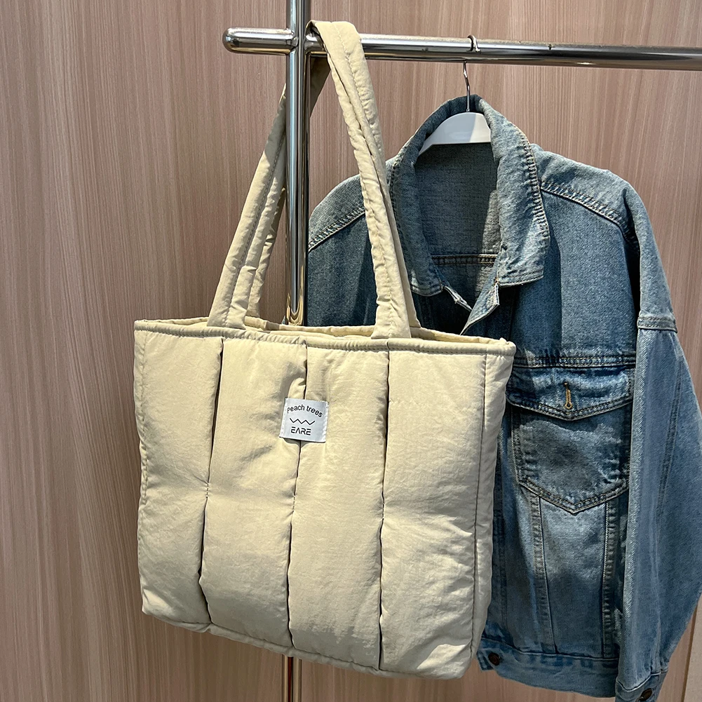 

Fashion Cotton Padded Handbag Luxury Designer Tote Bag Women's Satchel Female Shoulder Bags Quilted Shopper Bag Purse Bolsa Hobo