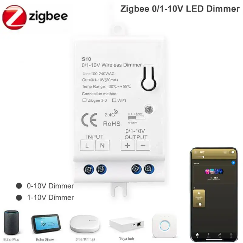 

110V-220V Zigbee 3.0 Dimmer Controller 0-10V Output Led Light Strip Driver Wireless Control tuya hub Smartthings Alexa Gateway