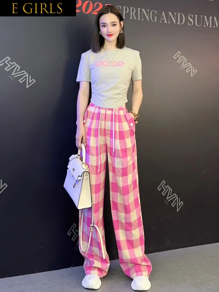 

F GIRLS Fashion Letter Printed Short Sleeved T-Shirt Suit Women Conjuntos De PantalóN 2023 Summer Street Straight Trousers Two P