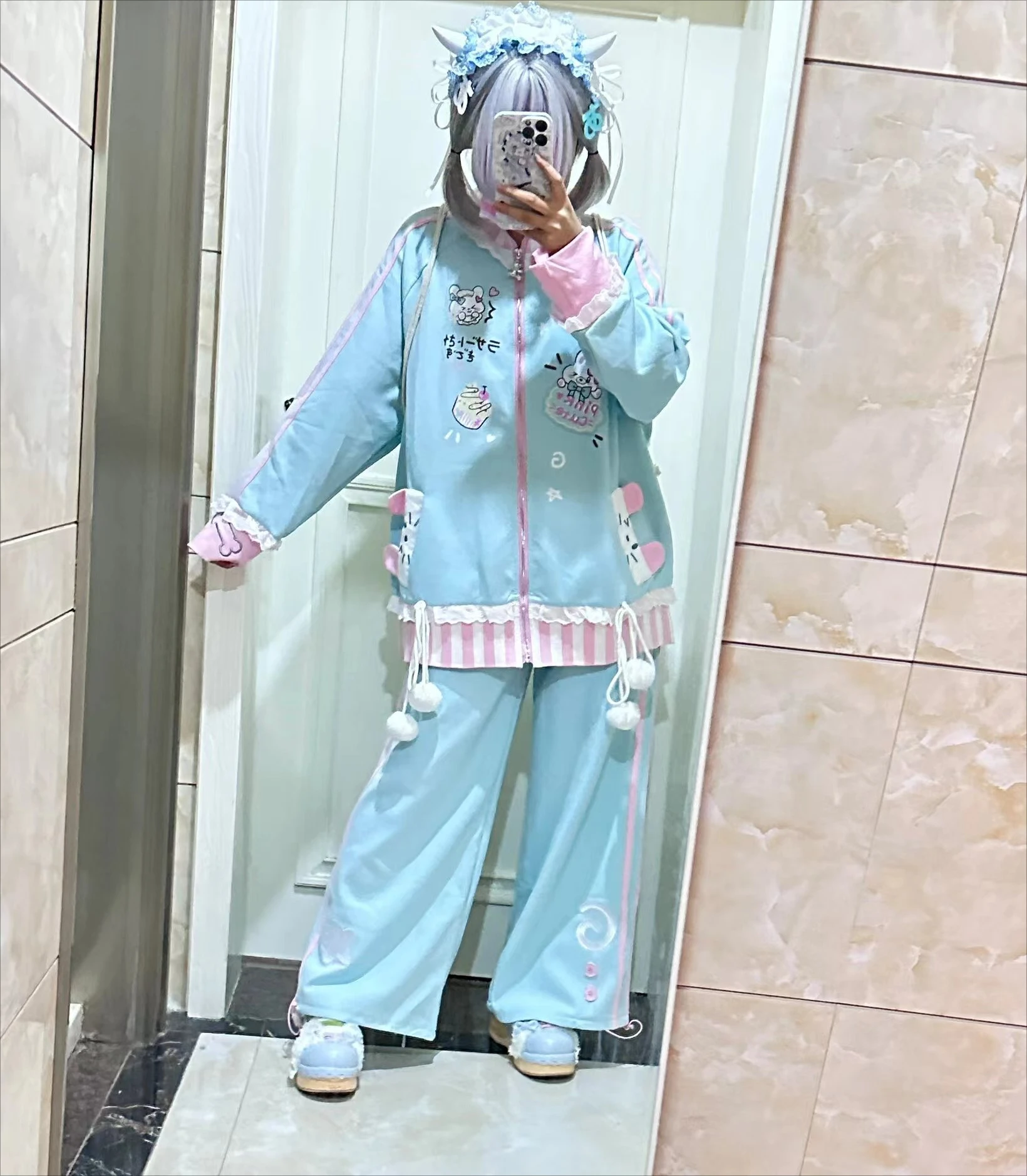 Японский милый Повседневный брючный костюм для девочек женский модный