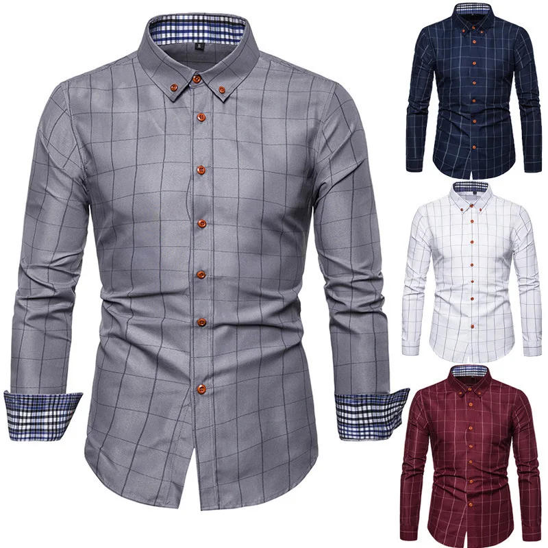 2022 New Men's Port Style Outer Dress Shirts Men's Fashion Clothing Men's Plaid Long Sleeve Shirts Versatile Shirts Streetwear