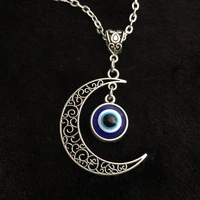 brand new turkey blue eye evil eye pendant alloy hollow moon necklace evil eye pendant necklace jewelry