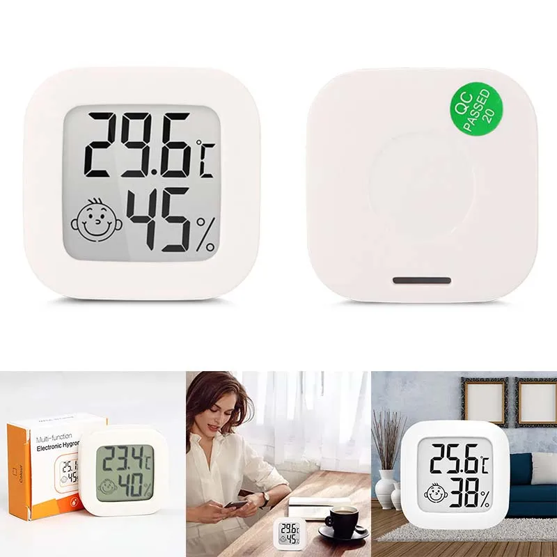 

Mini Smiley Digital Thermometer Hygrometer Indoor Room Electronic LCD Digital Temperature Humidity Meter Sensor Gauge for Home