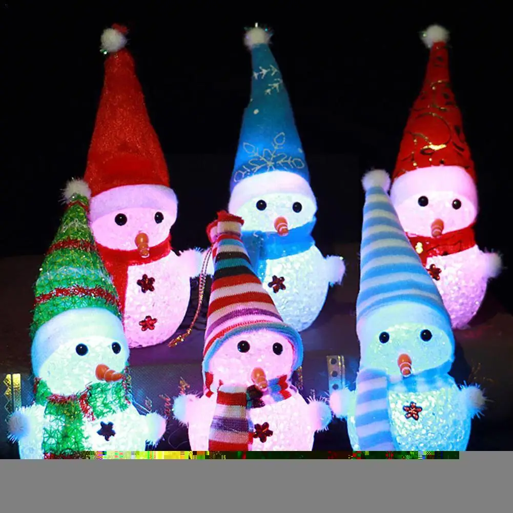 

Мини кавайный популярный светящийся ночник в виде риса снеговика Ночная лампа меняющий цвет глаз для спальни Рождественский подарок ночь ...