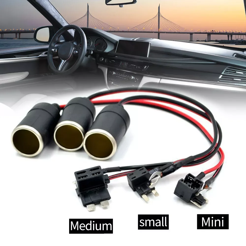 

Medium/small/miniCar Cigarette Lighter Charger Cable Female Socket Plug Connector Adapter Cable Fuse Lossless Wiring Circuit