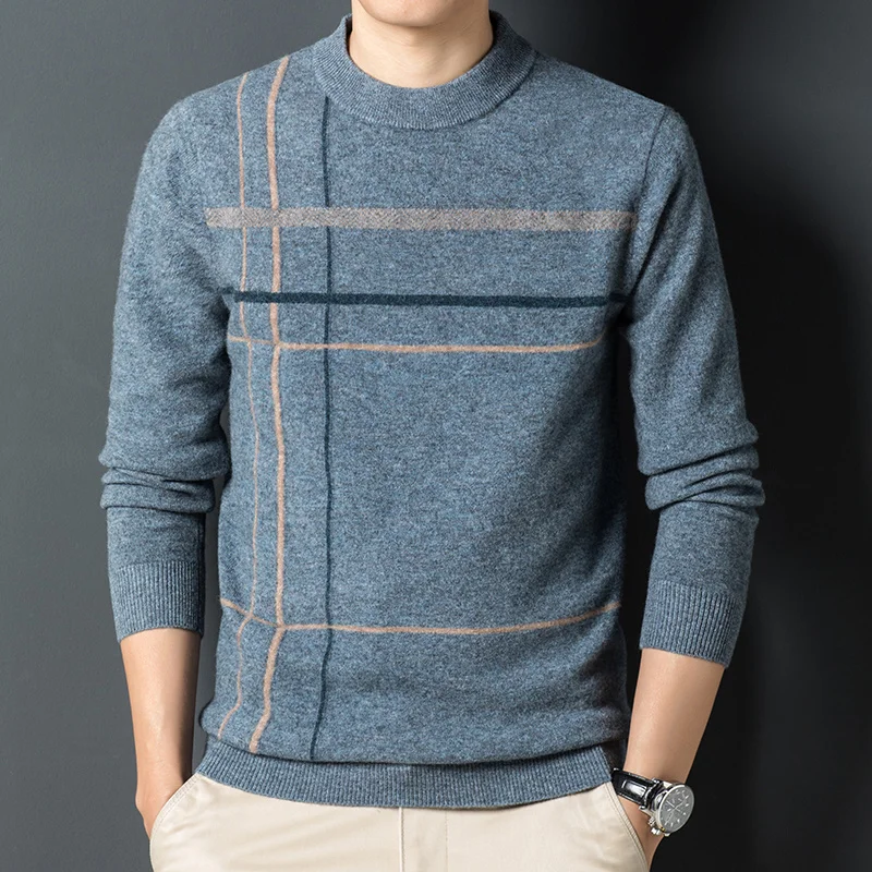 young 200% and pure wool middle-aged thickened sweaters, men's sweaters with fashionable tops in sweaters.