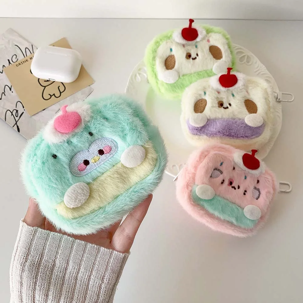 Плюшевая сумка для наушников Cherry Dog Cake мягкая денег кошелек монет пушистый чехол