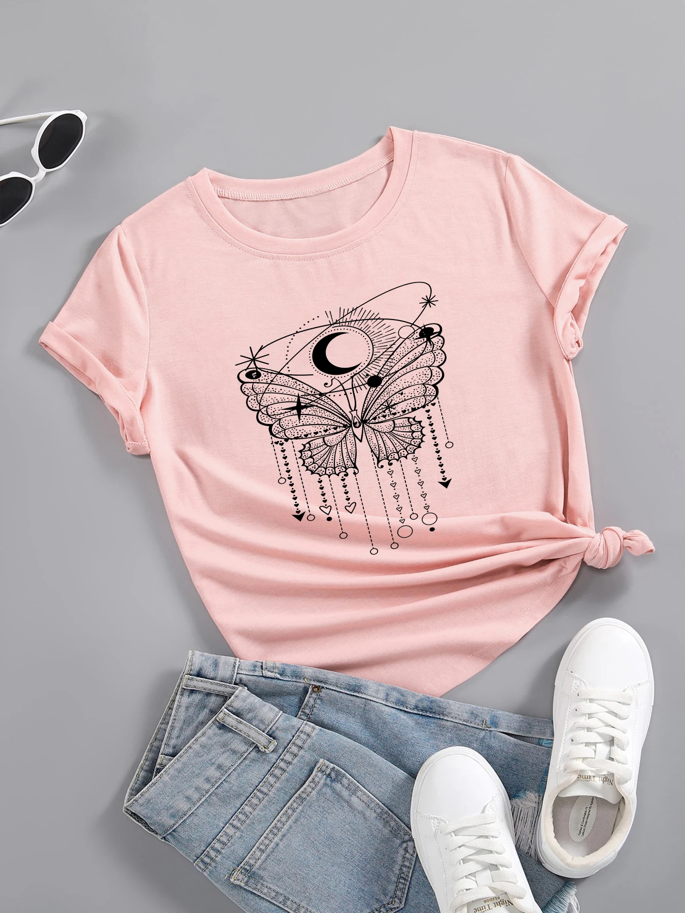 Хлопковая футболка унисекс с коротким рукавом в западном стиле